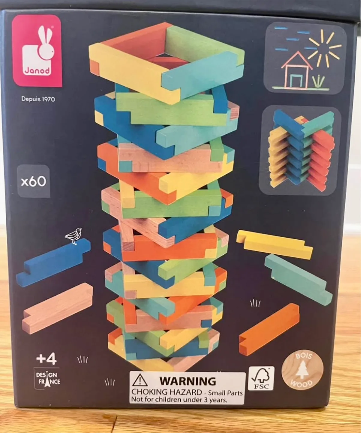 Janod 60-Piece Wooden Construction Set thumbnail