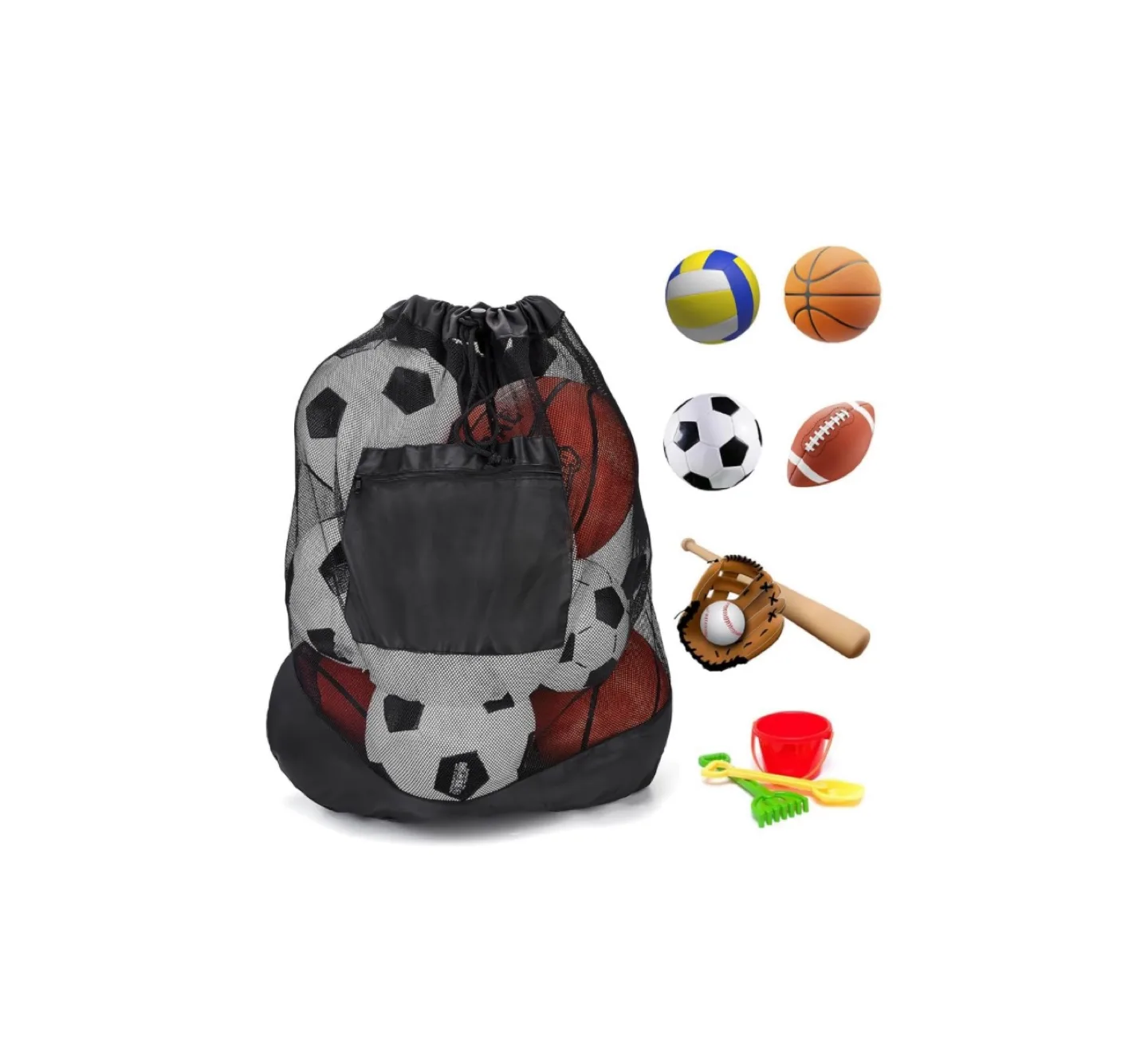 Mesh Sports Ball Bag - Black thumbnail