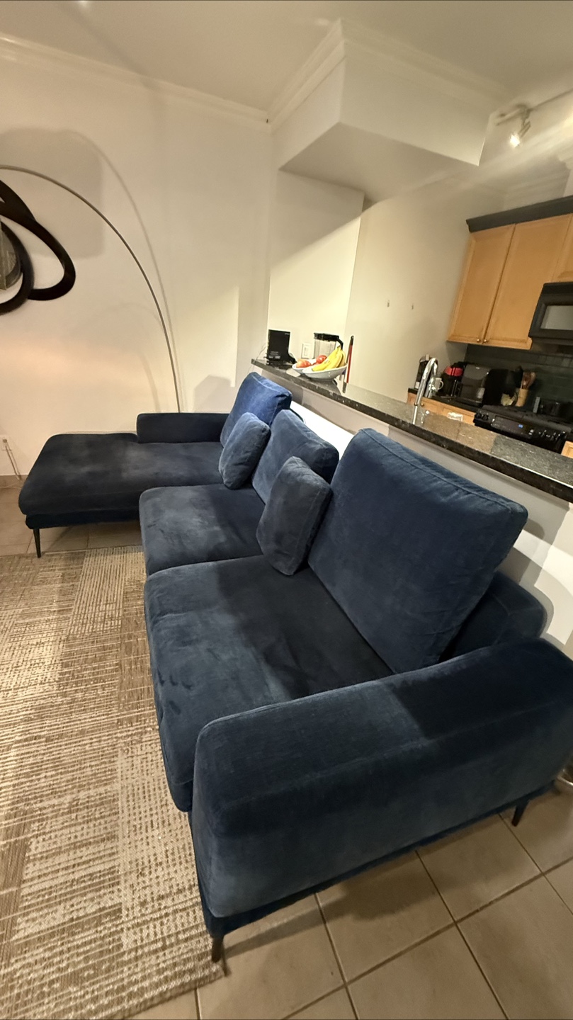 Navy Blue Sectional Sofa - photo 3