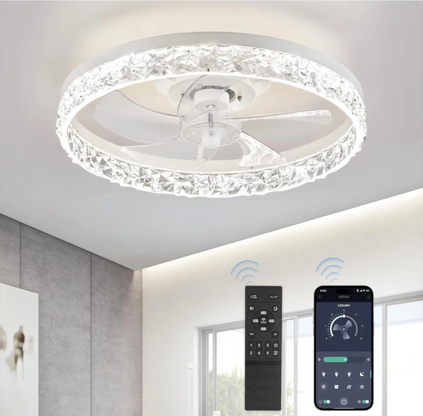 LED Crystal Ceiling Fan with Remote thumbnail