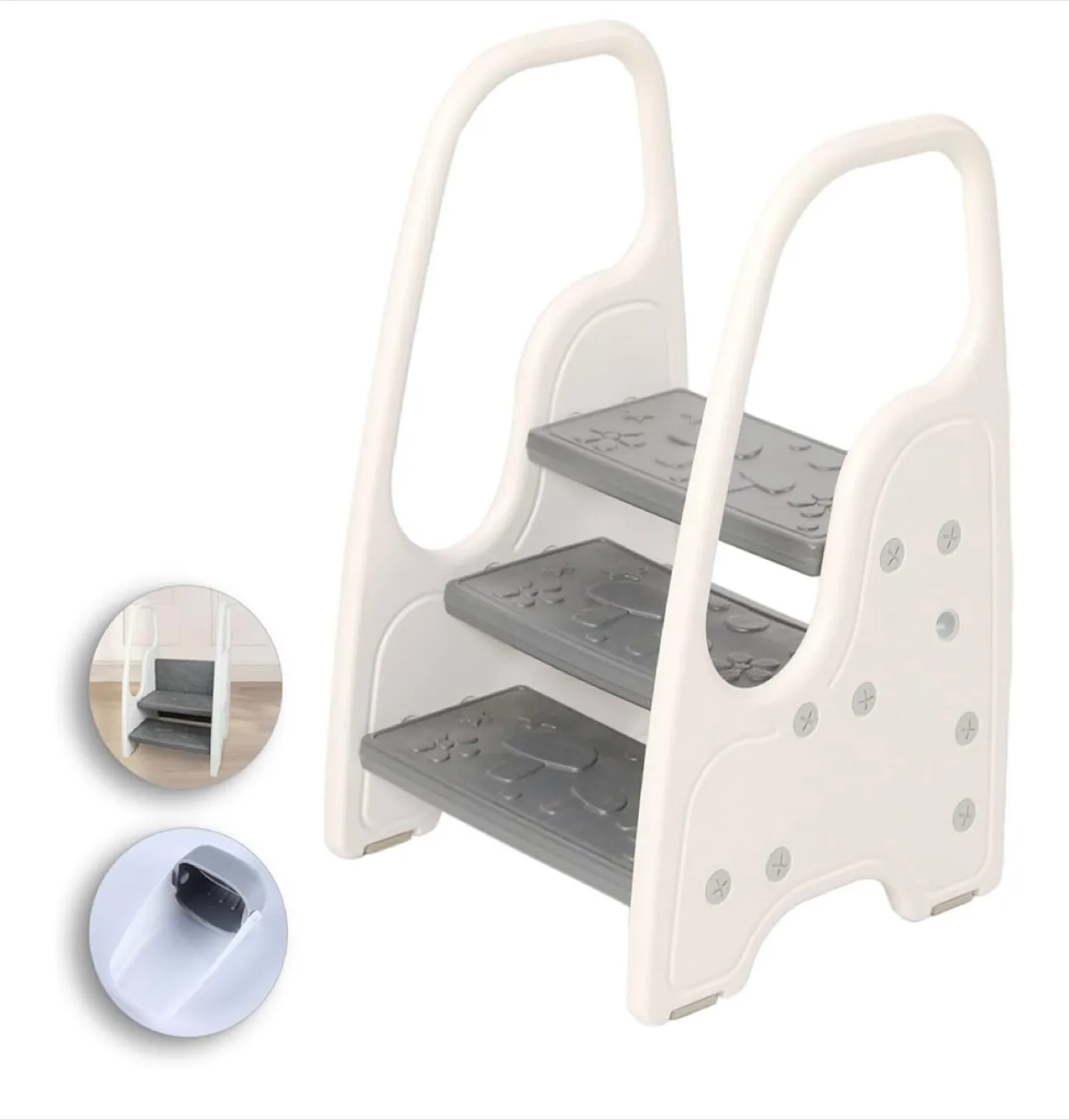 Kids Step Stool with Handle - White/Grey thumbnail