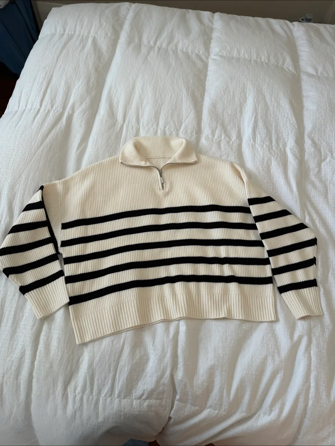 Striped Knit Quarter Zip Sweater thumbnail