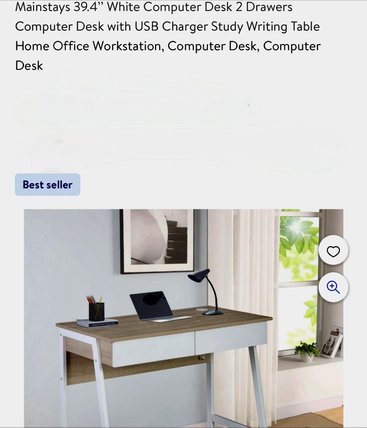 Mainstays 39.4" White Computer Desk - photo 2