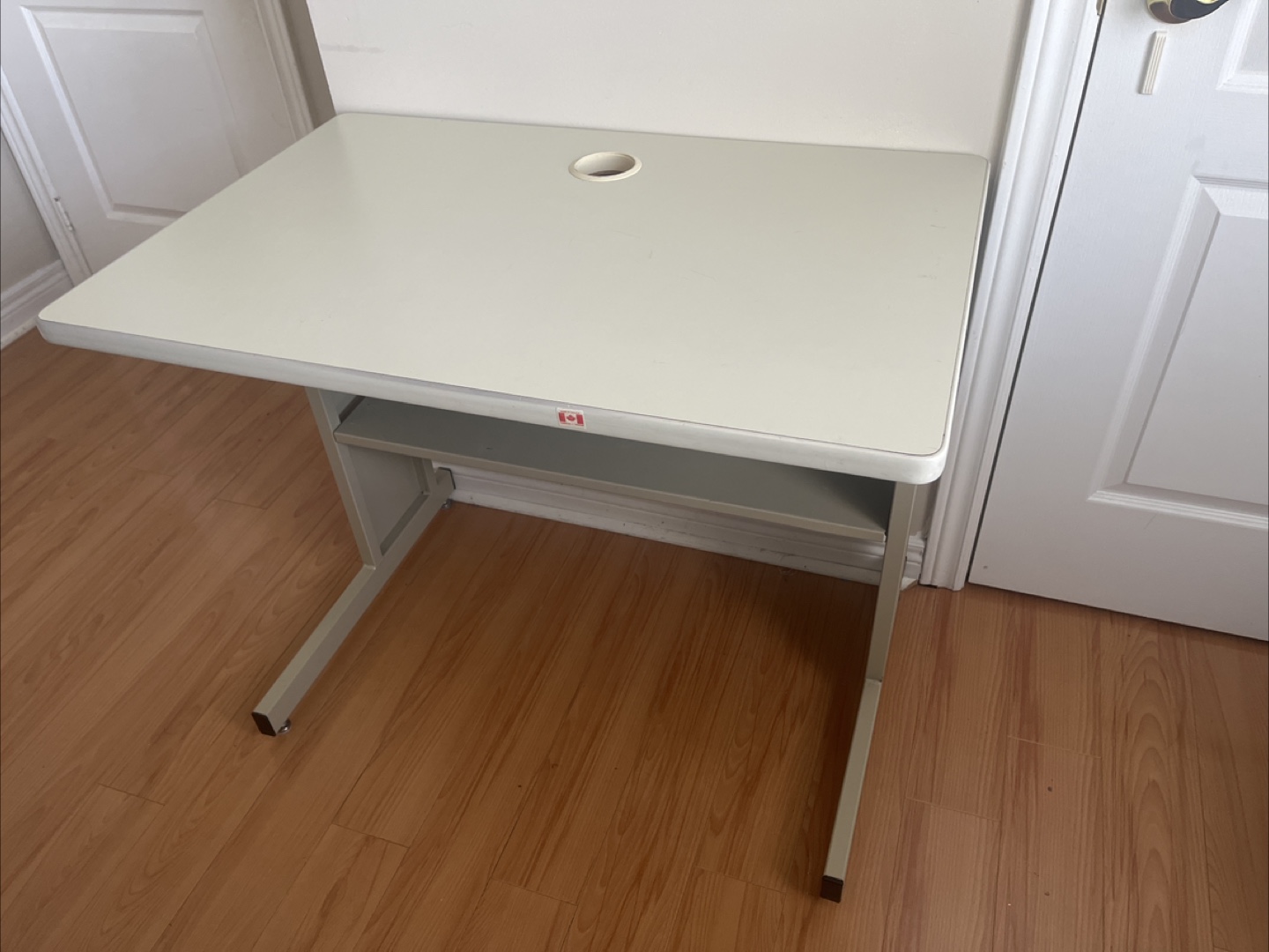 Beige Metal Desk with Shelf - photo 3