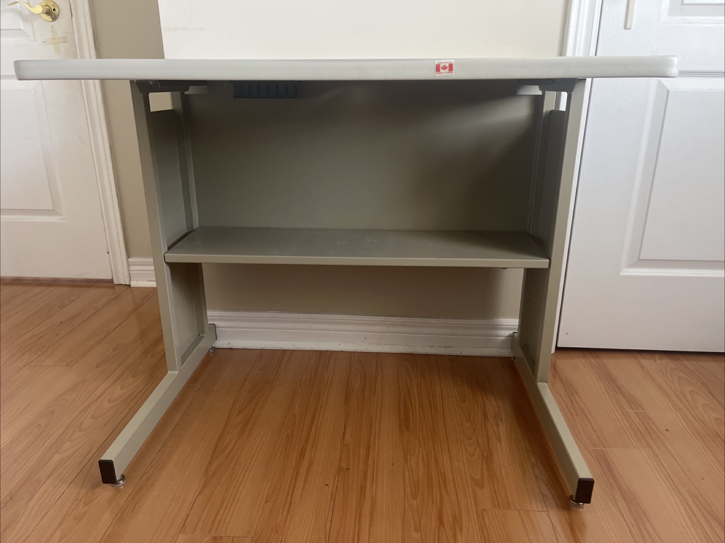 Beige Metal Desk with Shelf - photo 2