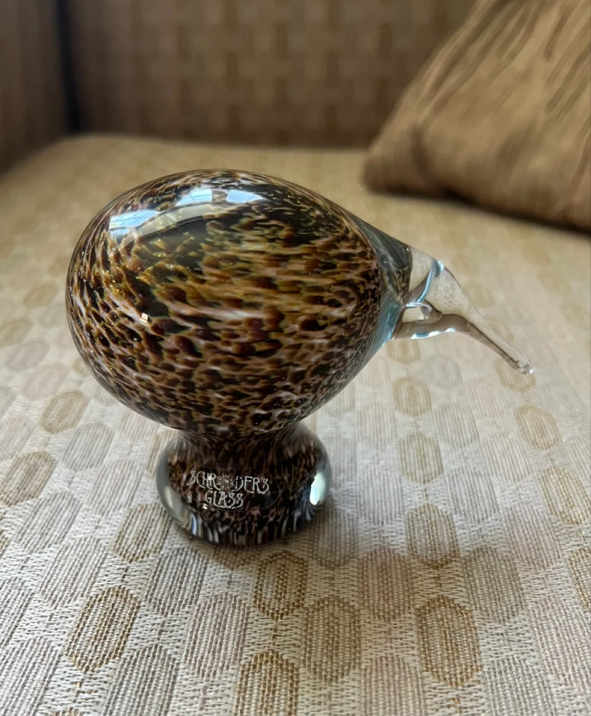 Schroeder hand blown glass Kiwi Bird paperweight thumbnail