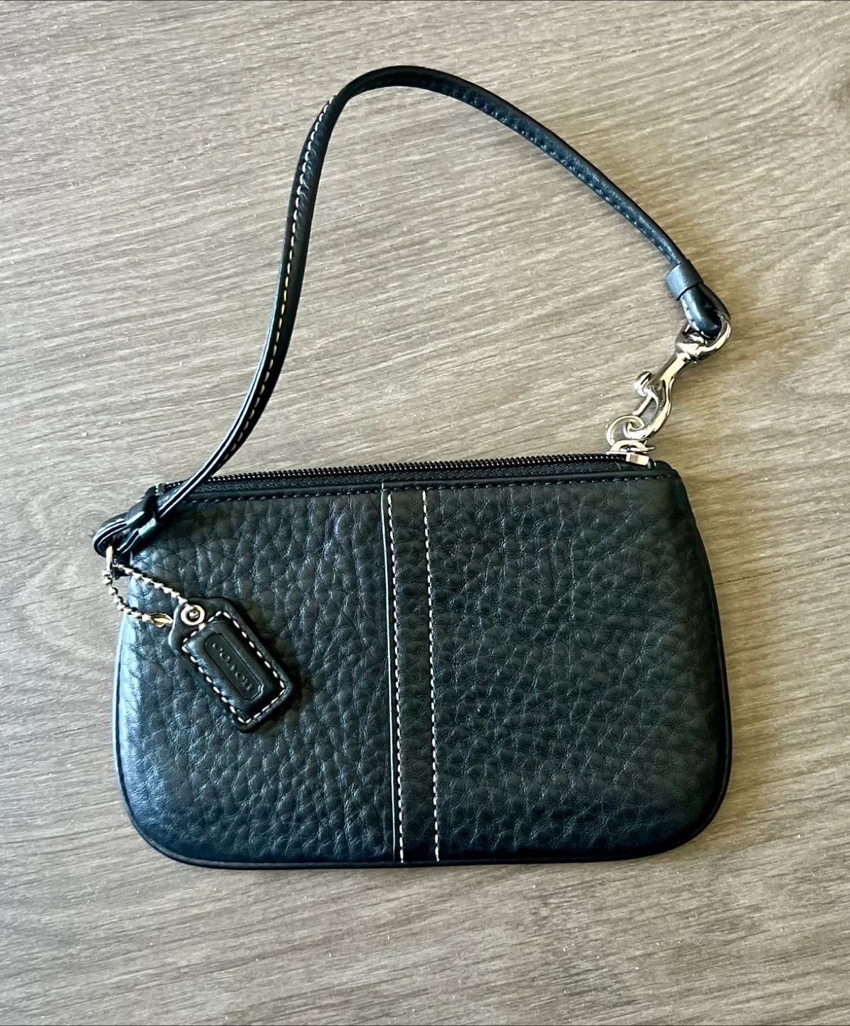 Coach Black Leather Wristlet thumbnail