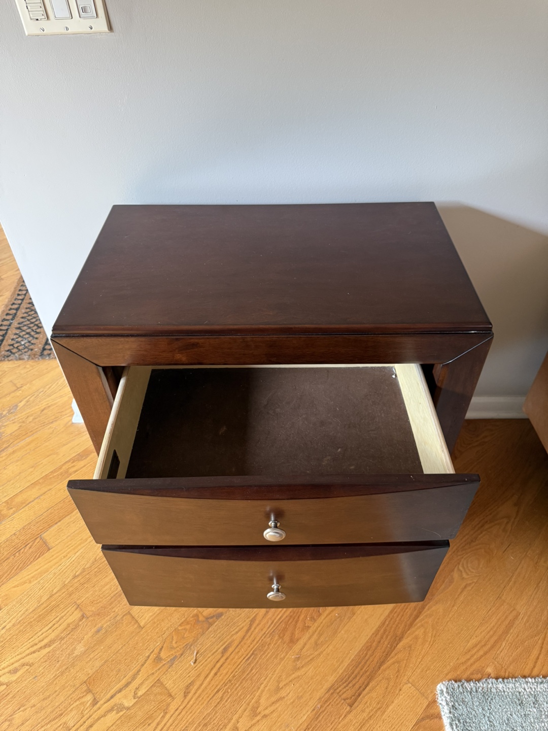 Brown Wood 2-Drawer Nightstand - photo 4