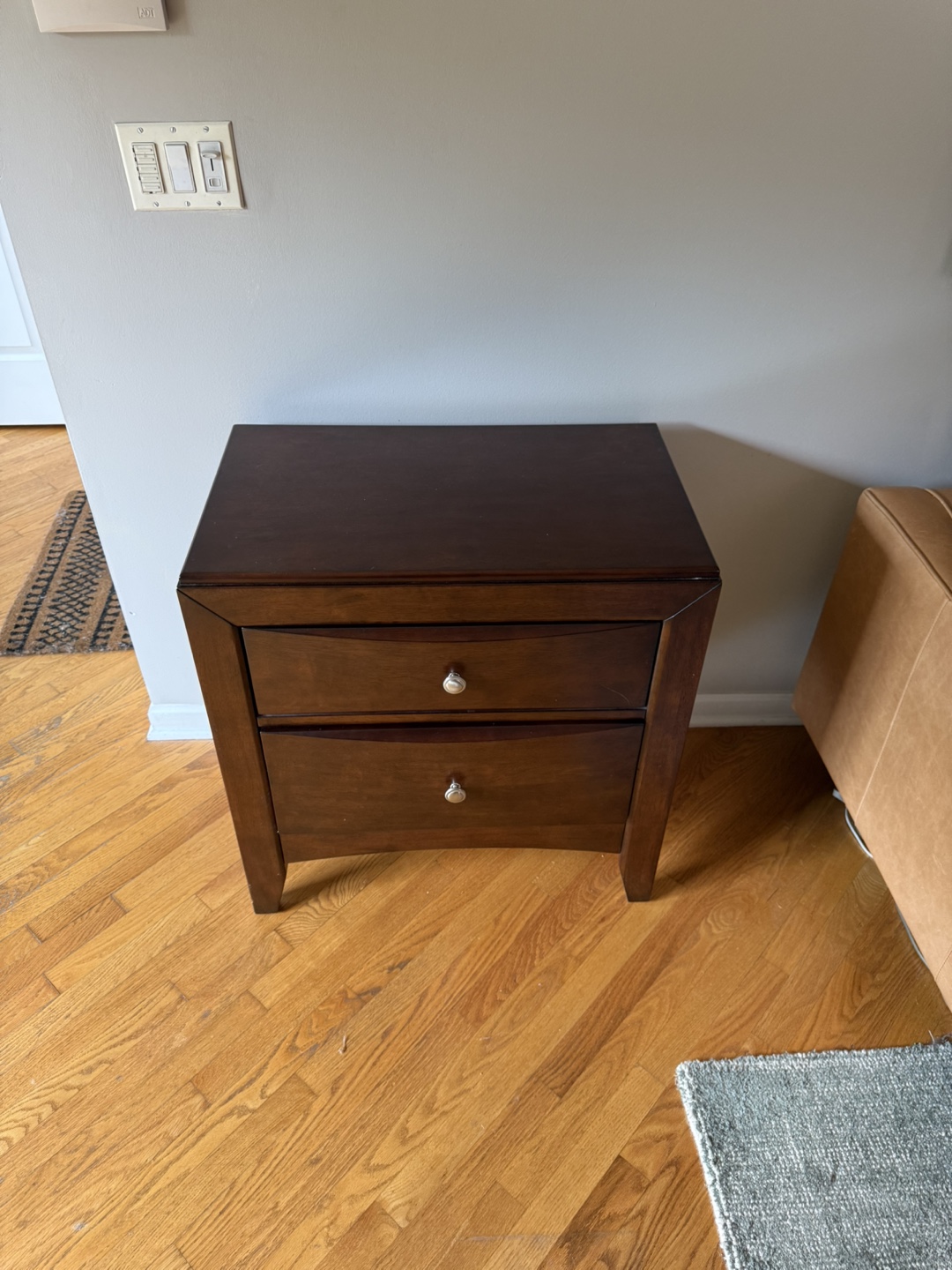 Brown Wood 2-Drawer Nightstand - photo 3