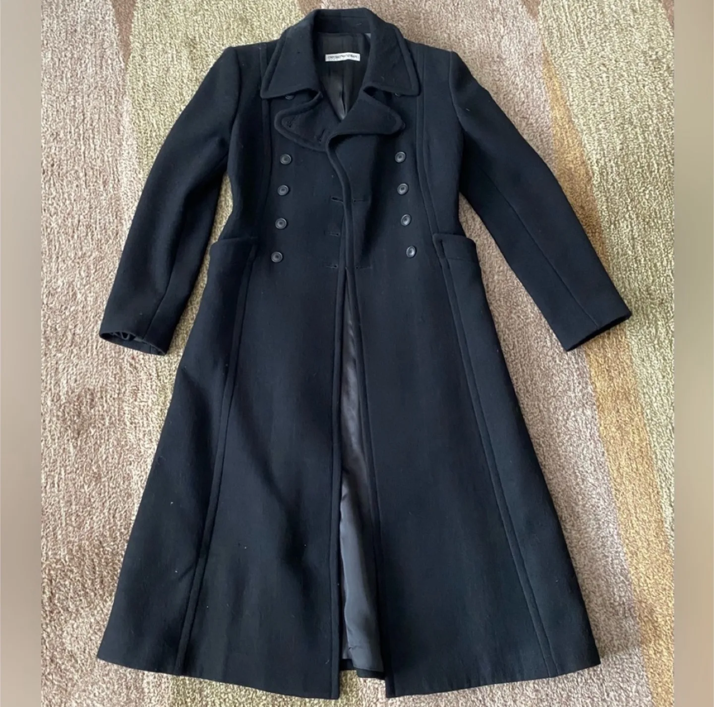 Vintage Emporio Armani Black Wool Coat XS thumbnail