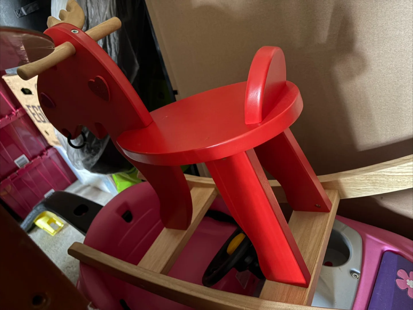 Red Wooden Moose Rocking Horse image indicator(4)