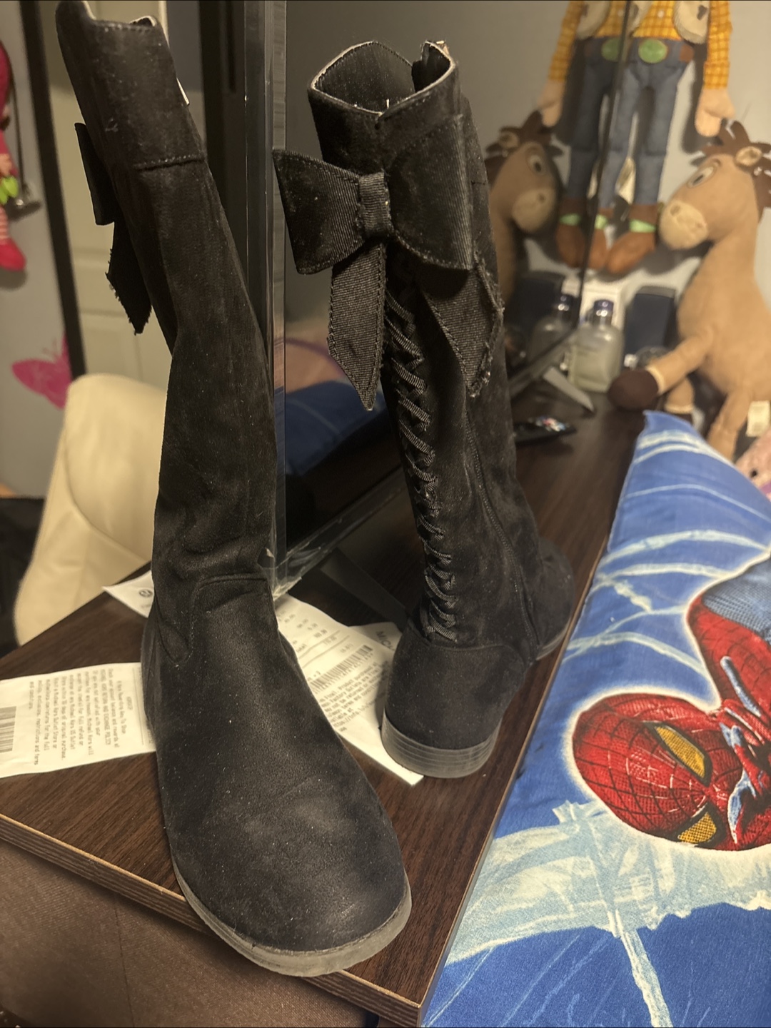 Girls Black Boots with Bow Detail - photo 3
