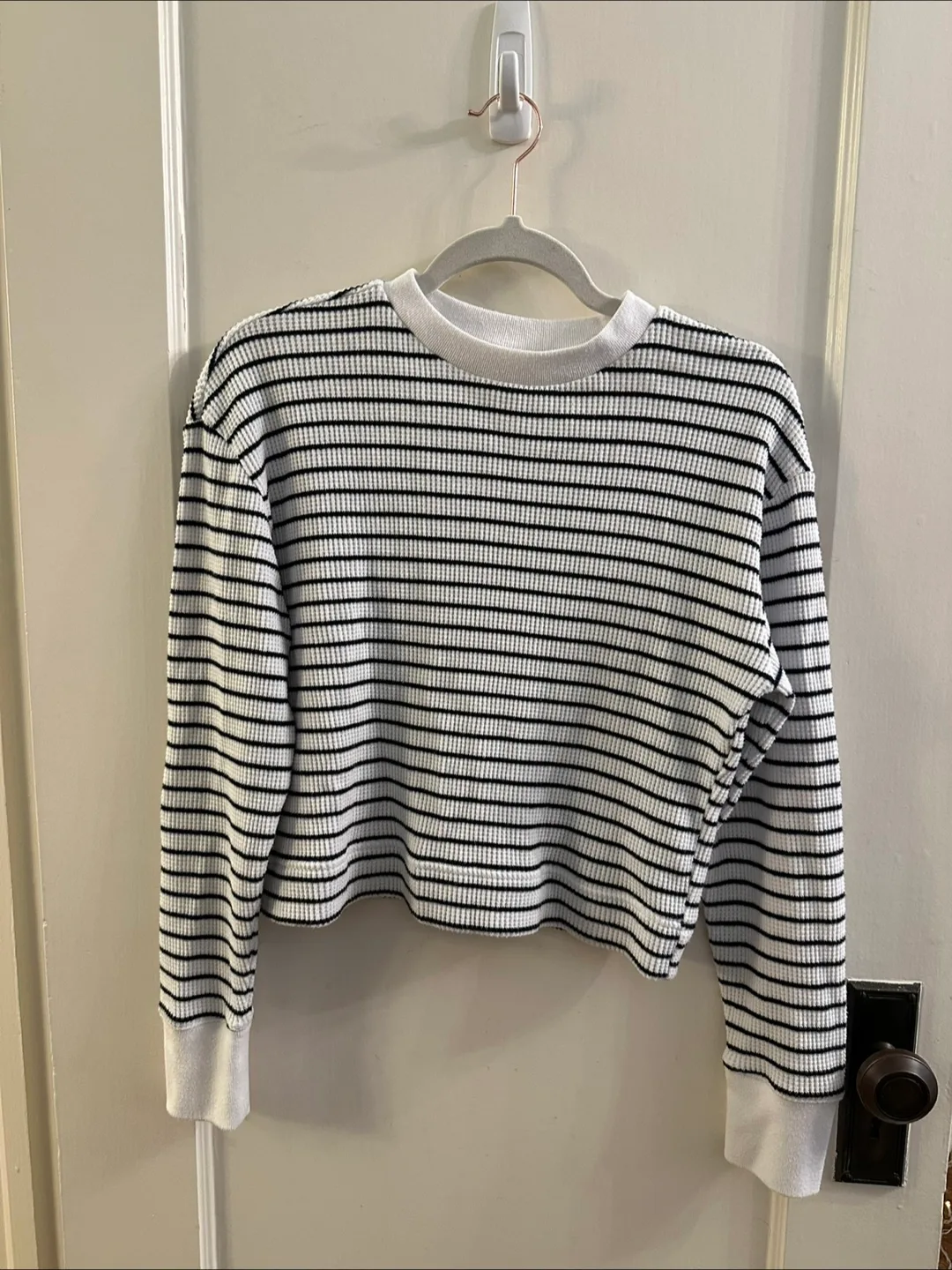 Abercrombie & Fitch Soft A&F Essentials striped waffle knit XS thumbnail