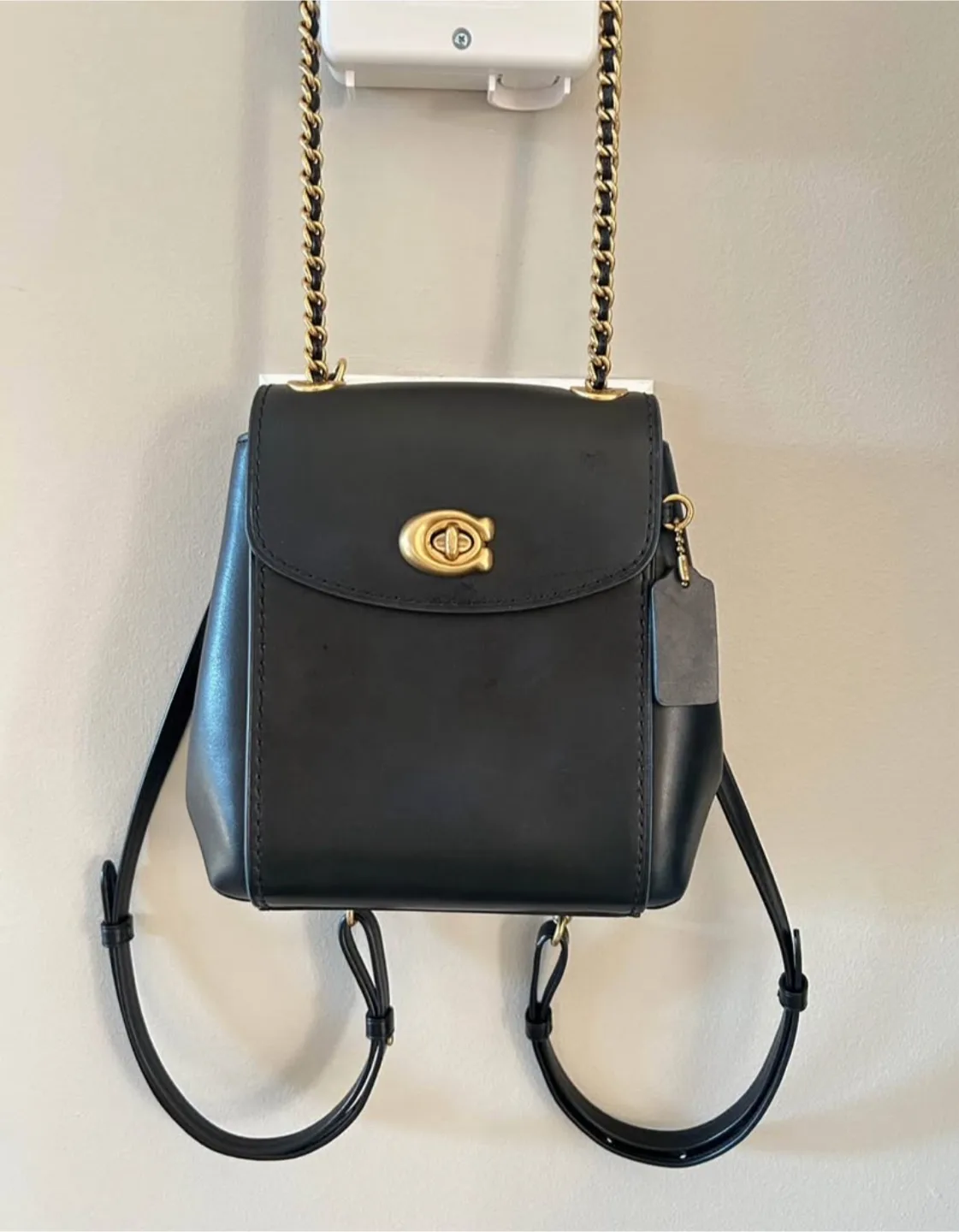 Boutique Coach Black Leather Handbag, Backpack thumbnail