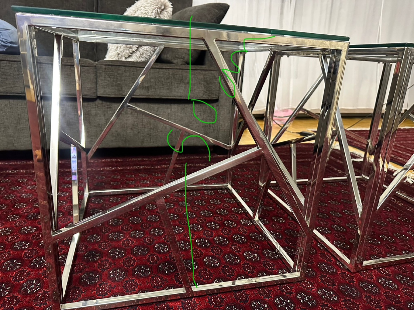Square Glass Top Chrome coffee tables - photo 3