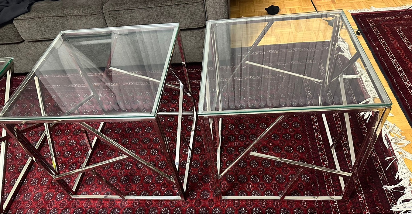 Square Glass Top Chrome coffee tables - photo 5