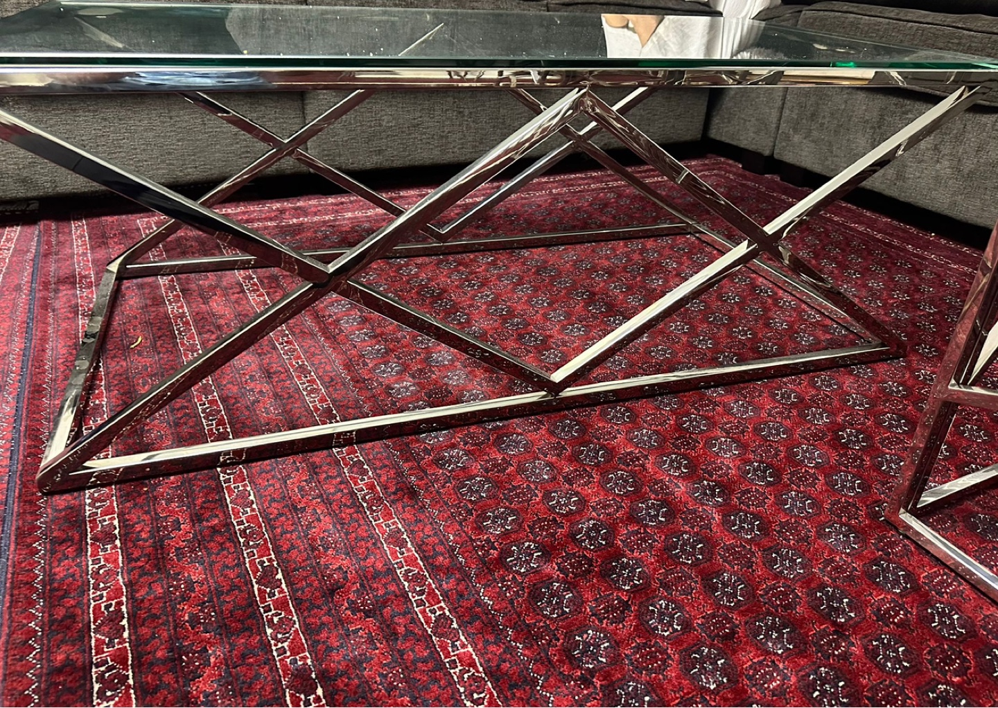 Square Glass Top Chrome coffee tables - photo 4
