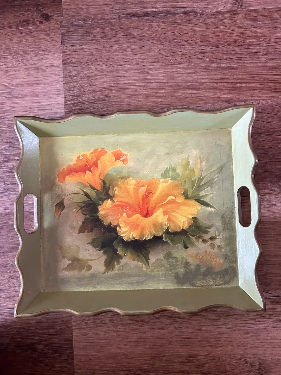 Floral Decorative Wooden Tray thumbnail