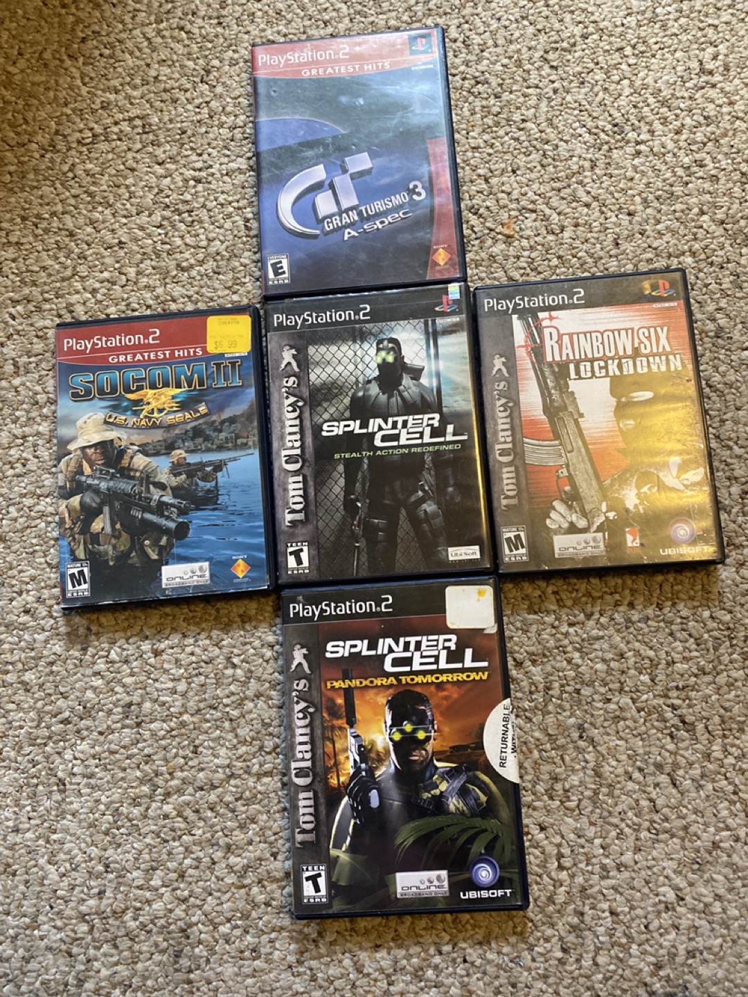 PS2 Games: Gran Turismo 3, Splinter Cell, SOCOM II