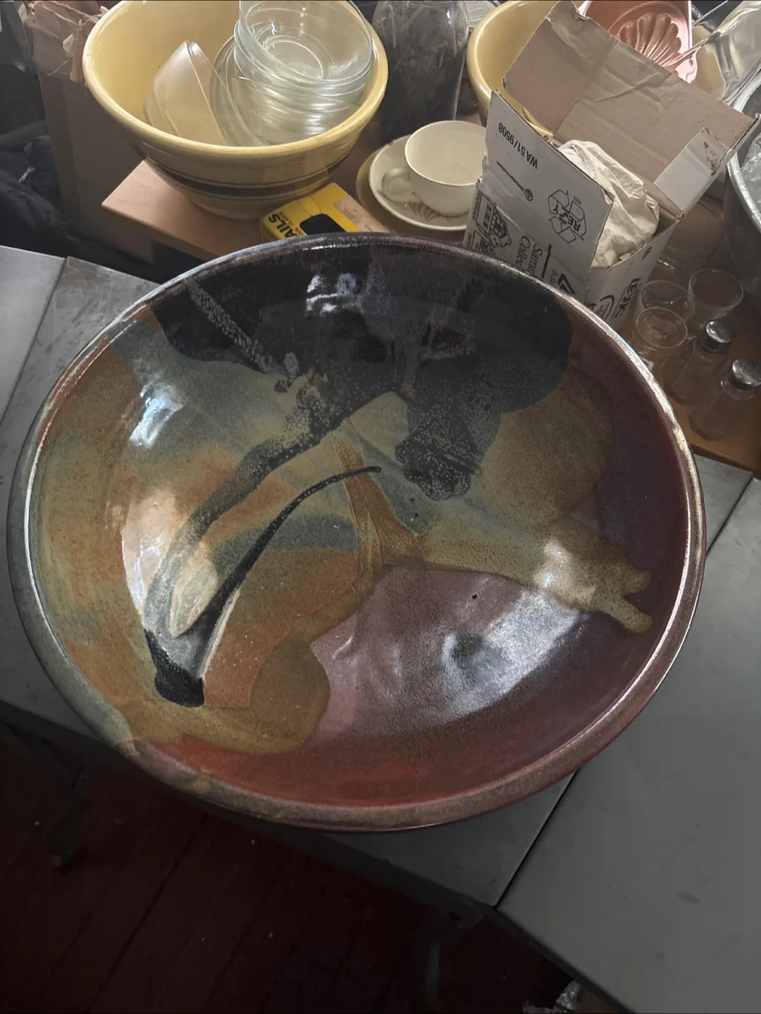 Large Decorative Pottery Bowl thumbnail