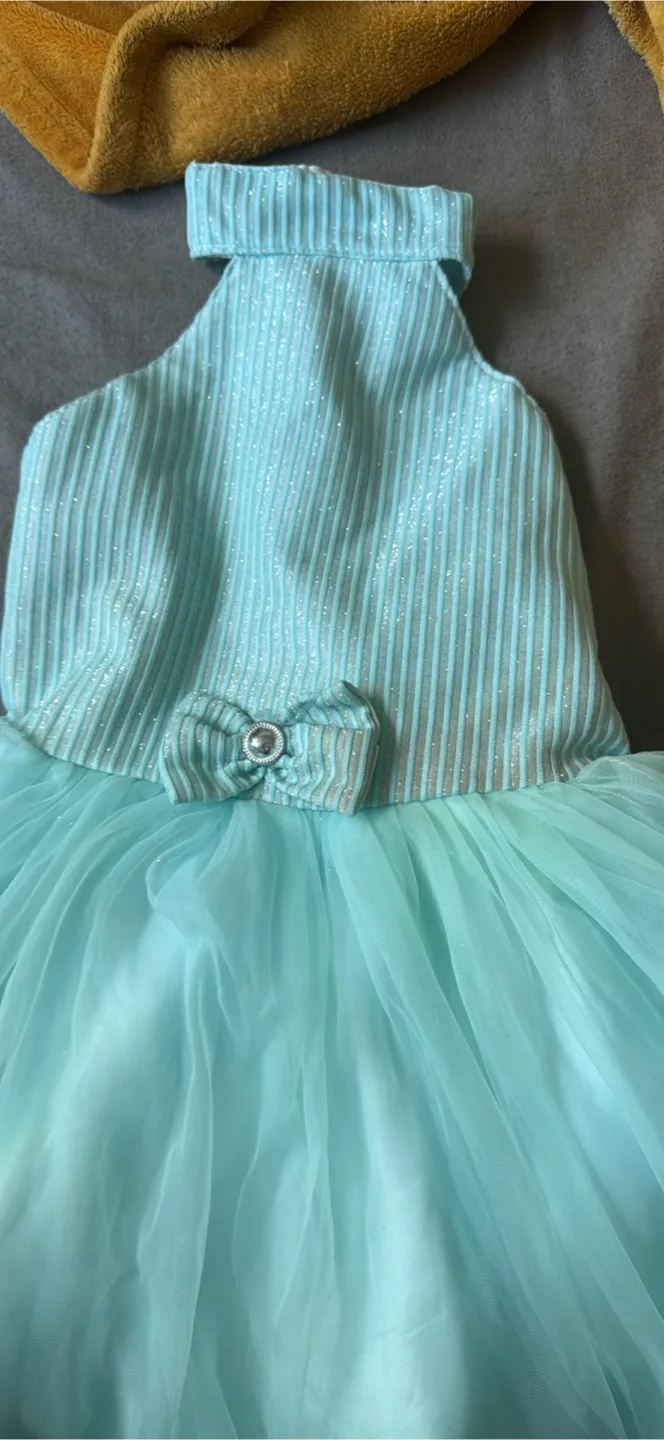 2 year Cute Blue Party Dress with Bow thumbnail