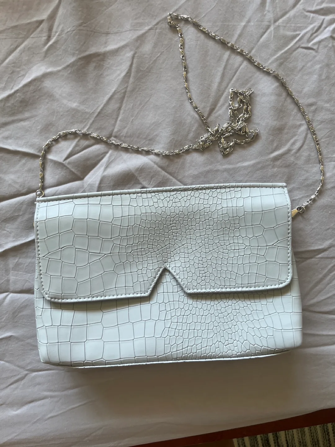 White Croc Embossed Chain Bag thumbnail