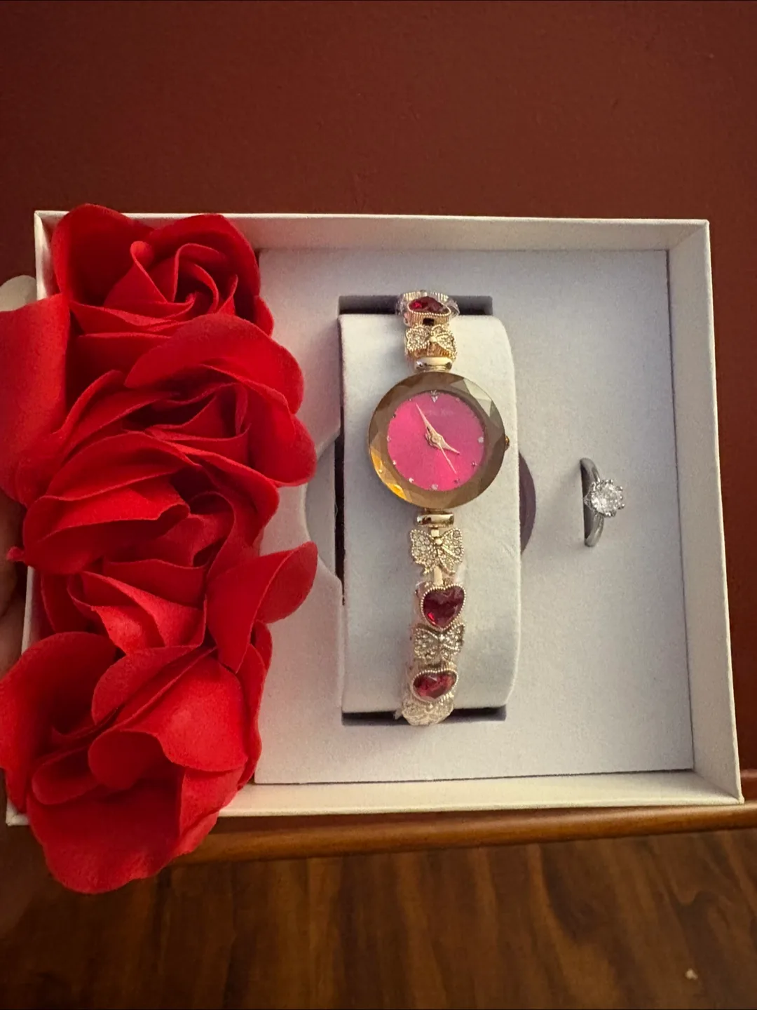 NEW Mukiki Watch and Ring Set - Gold and Pink thumbnail