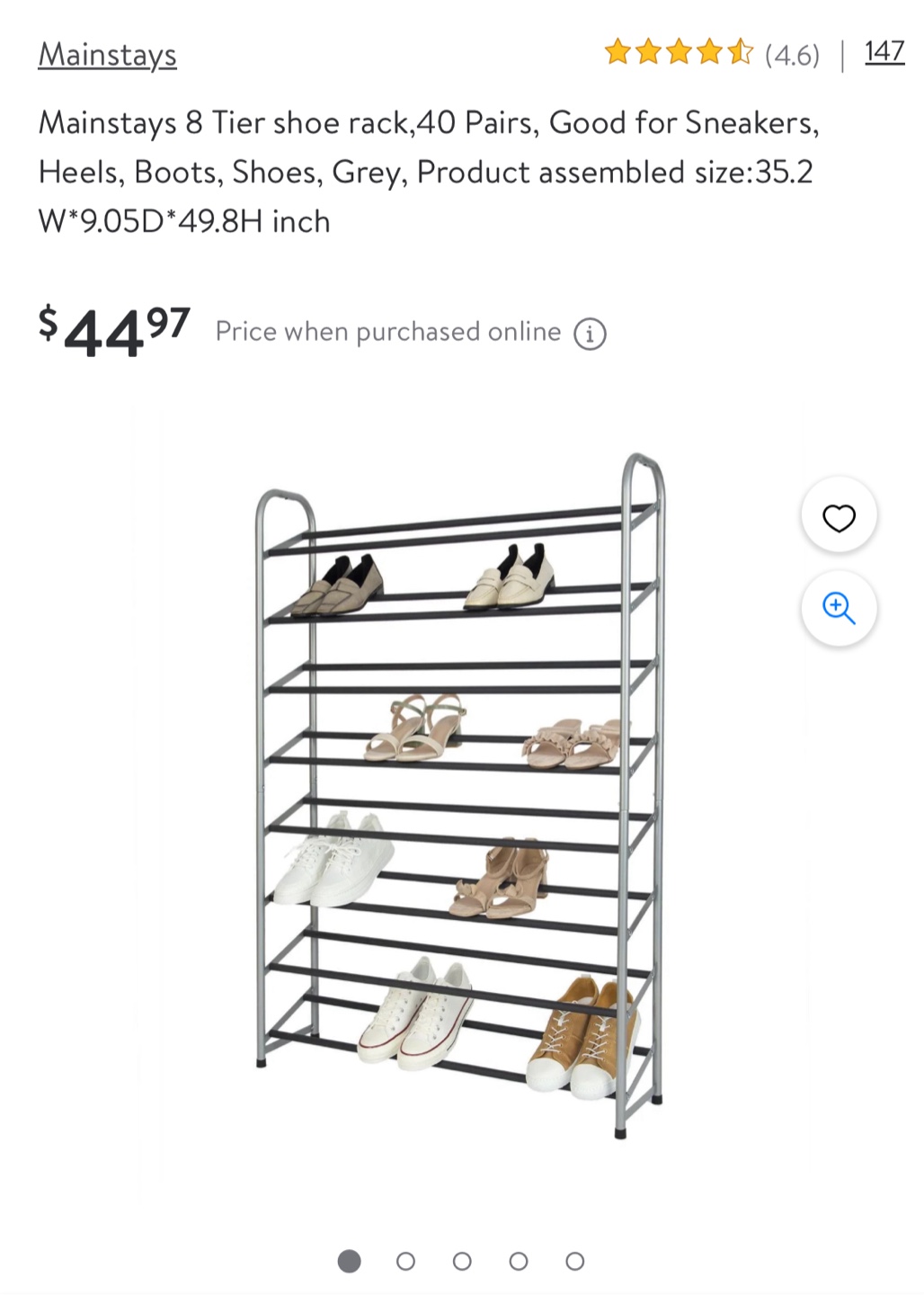 Mainstays 8-Tier Shoe Rack - Holds 40 Pairs!