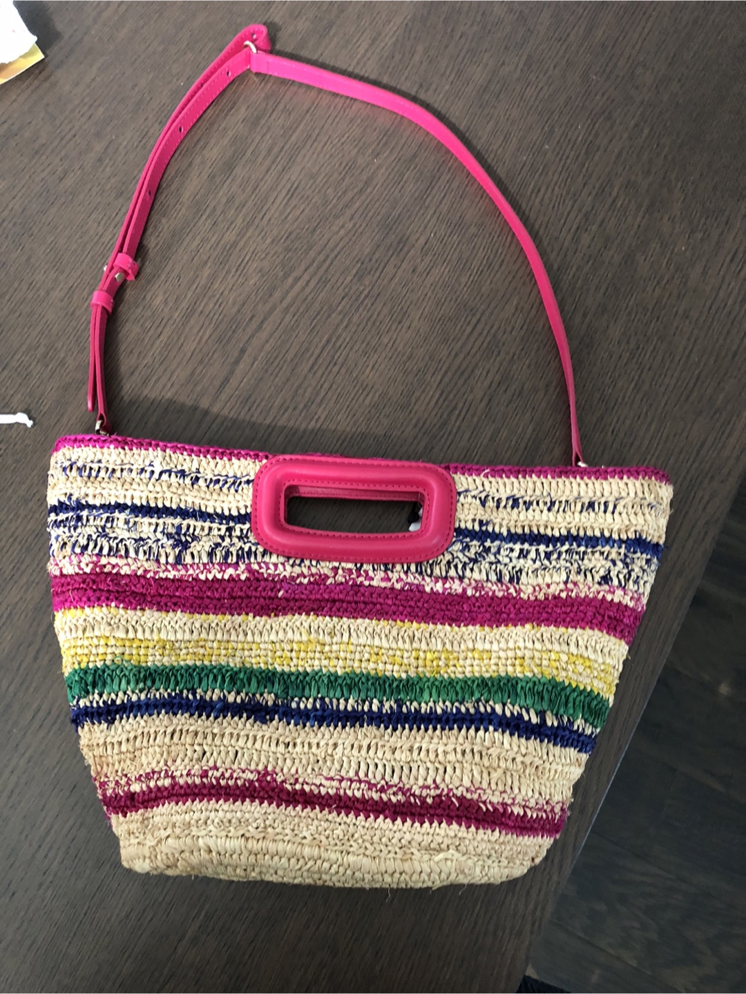 Maje Basket Stripes Tote Bag - Fuchsia