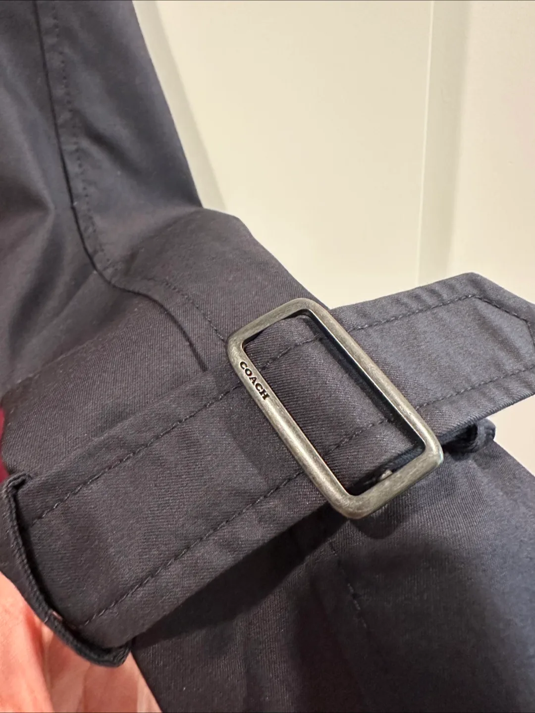 Coach Belted Trench Coat Jacket- Beige Red Navy Size S image indicator(5)