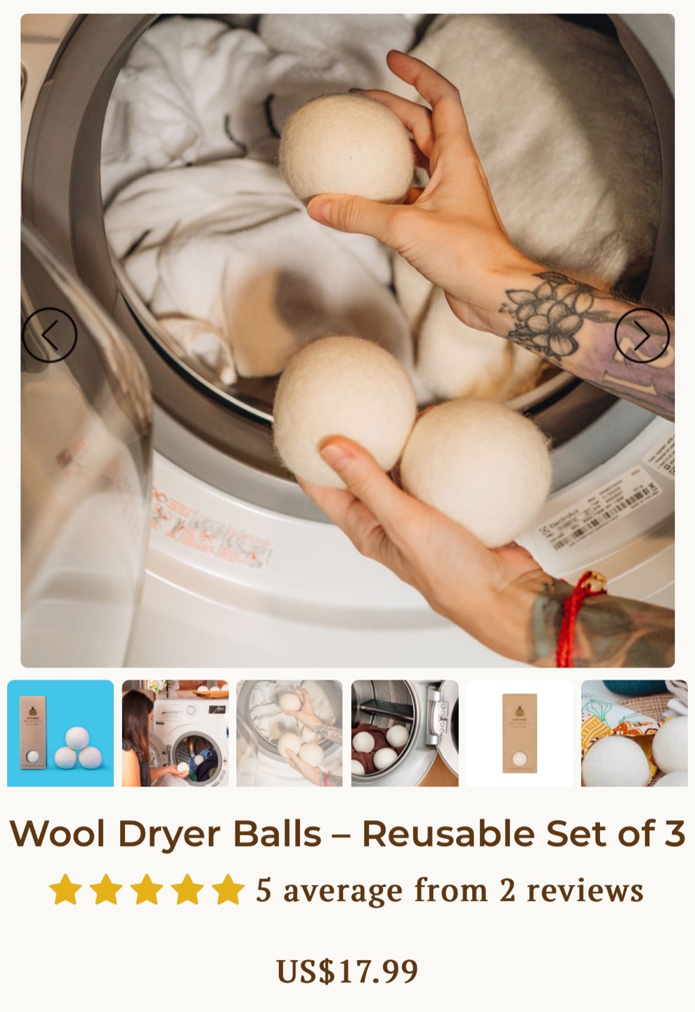 Wool Dryer Balls - Set of 3 - photo 2