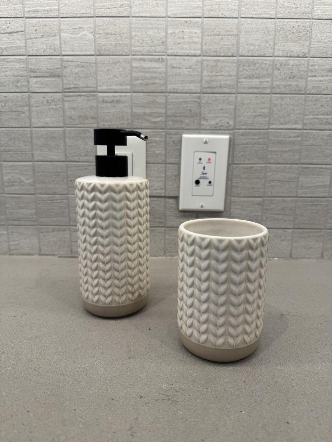 Soap Dispenser and Toothbrush Holder Set