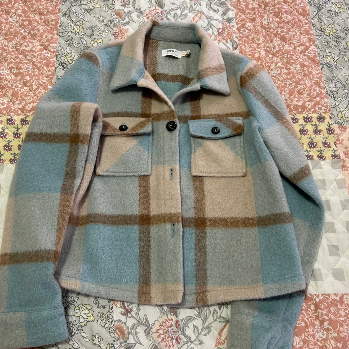 ONLY Plaid Wool Blend Shacket - Size M