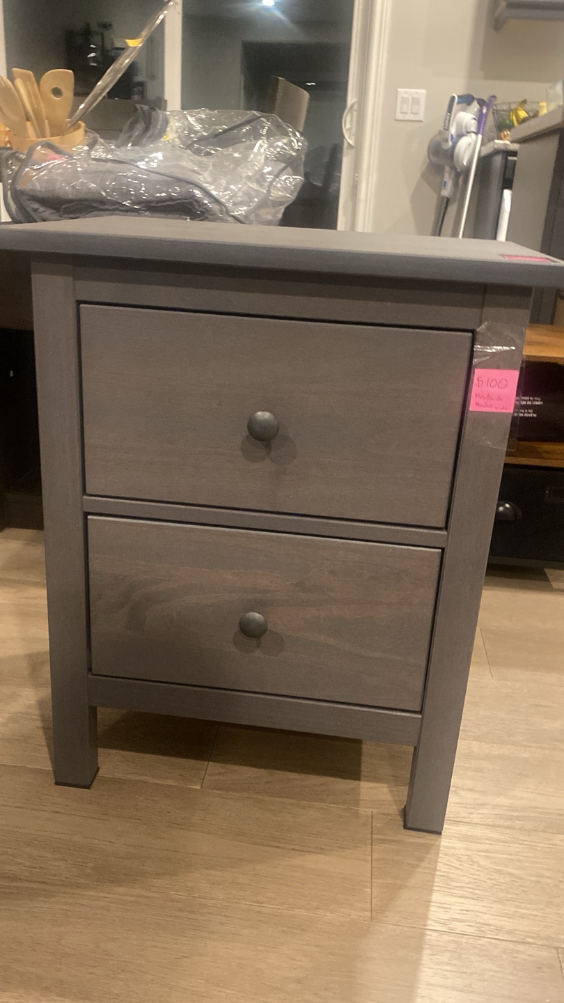 Grey Wood 2-Drawer Nightstand - photo 2