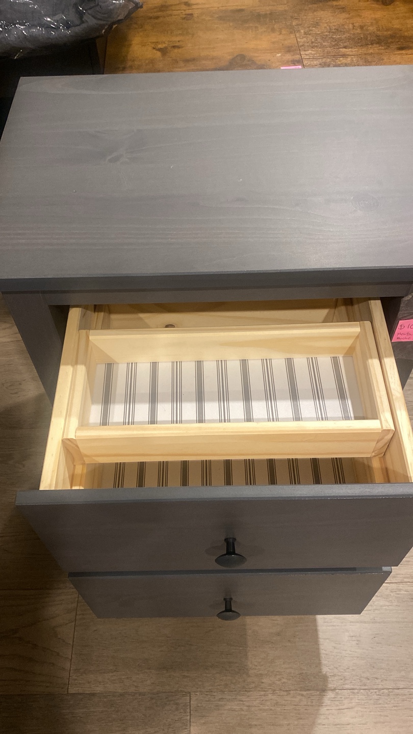 Grey Wood 2-Drawer Nightstand - photo 3