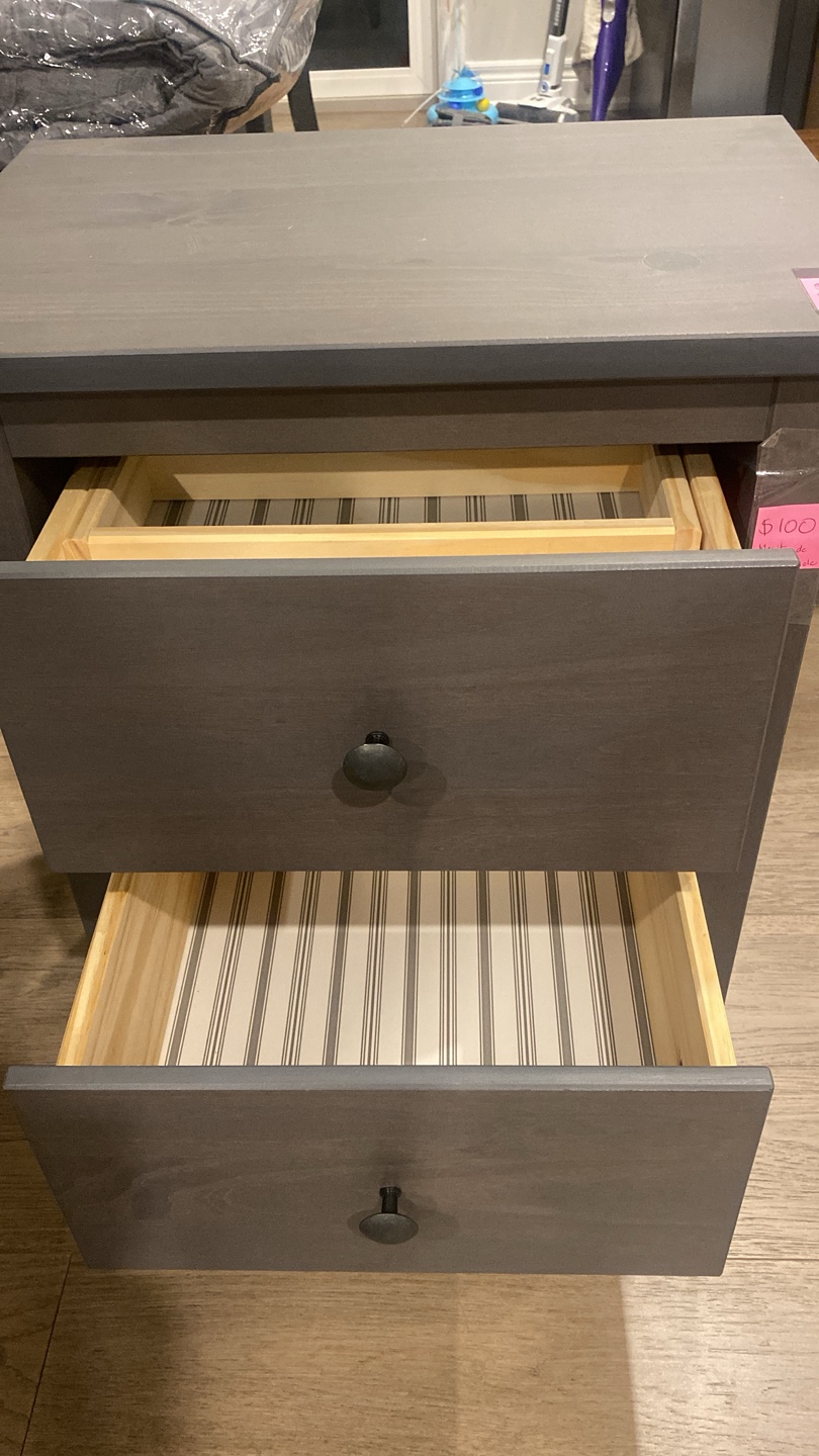 Grey Wood 2-Drawer Nightstand - photo 4
