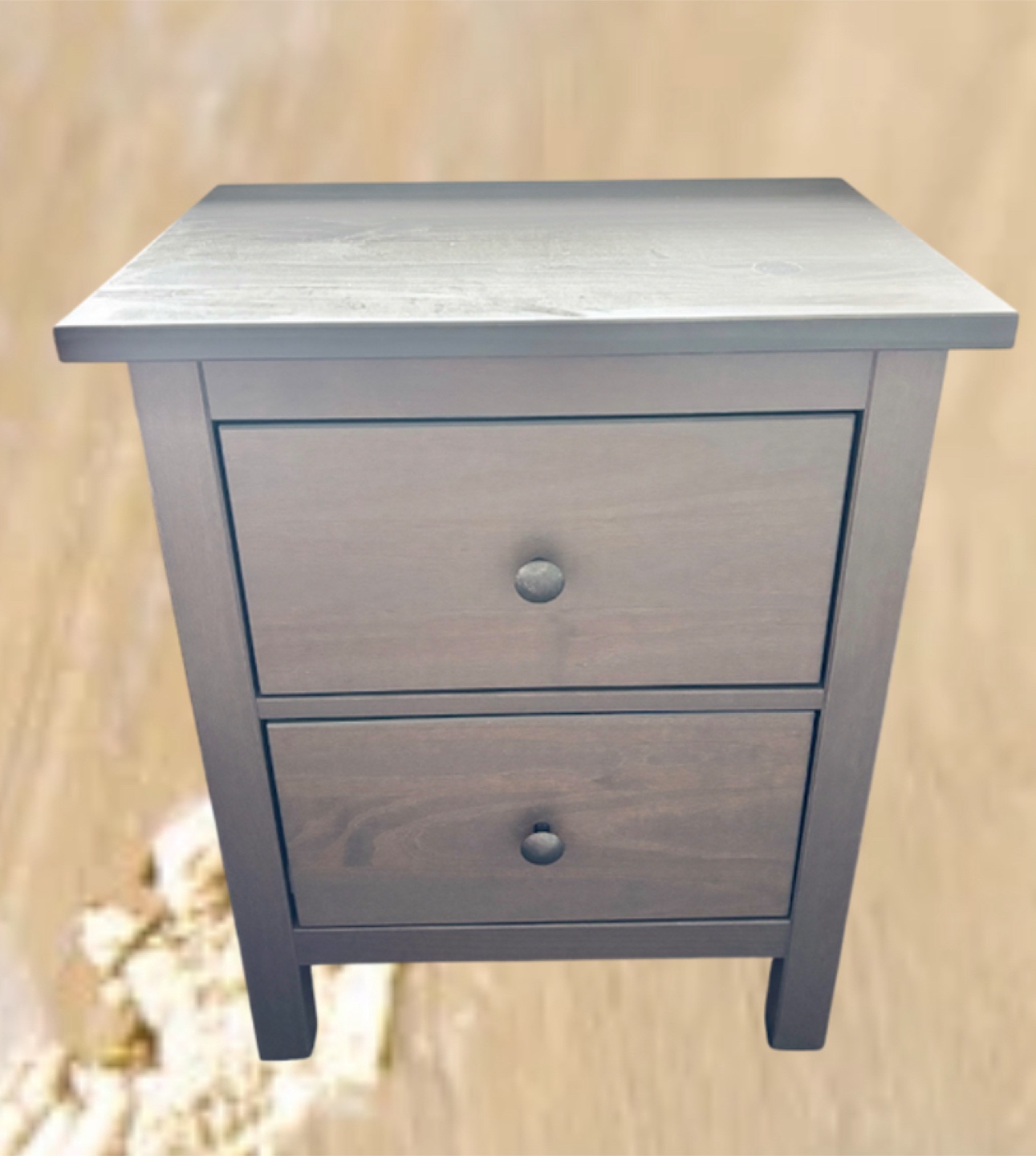 Grey Wood 2-Drawer Nightstand - photo 5