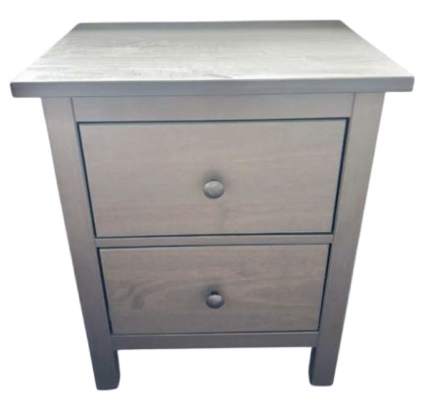 Grey Wood 2-Drawer Nightstand