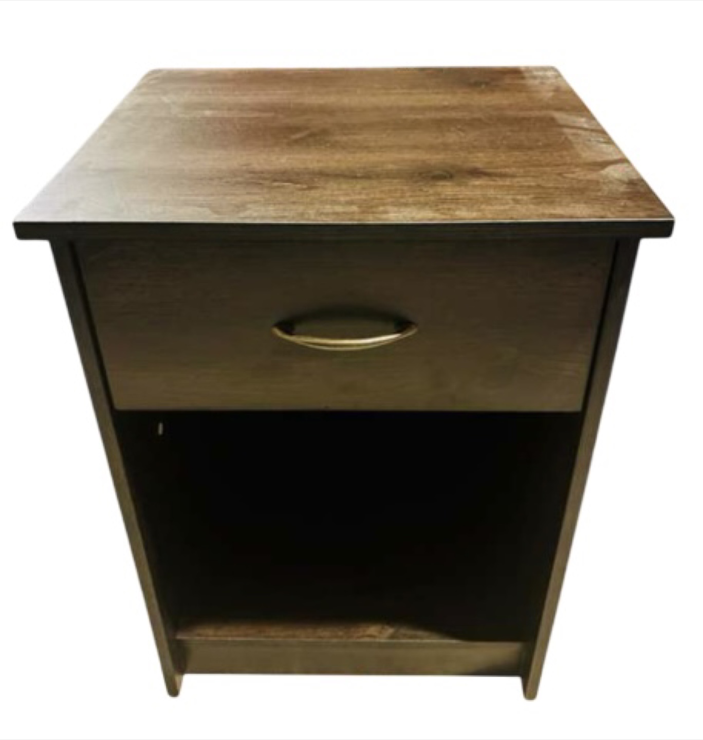 Brown Wood Nightstand with Drawer