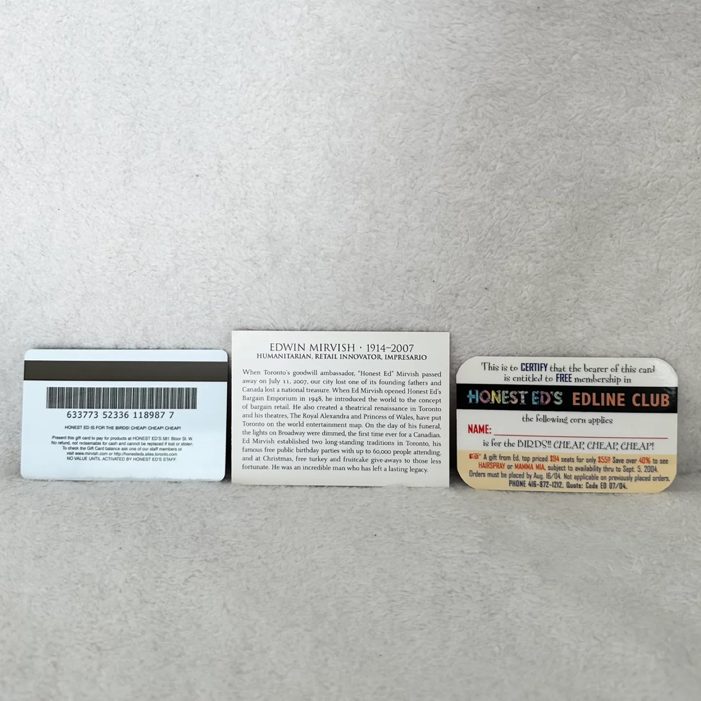 Rare Honest Ed's Gift Card and Souvenir Card Collectables image indicator(2)