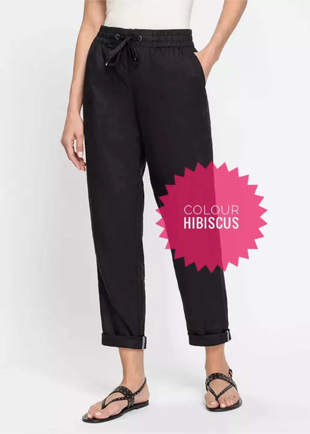 Olsen Lisa Linen Pants - Hibiscus thumbnail