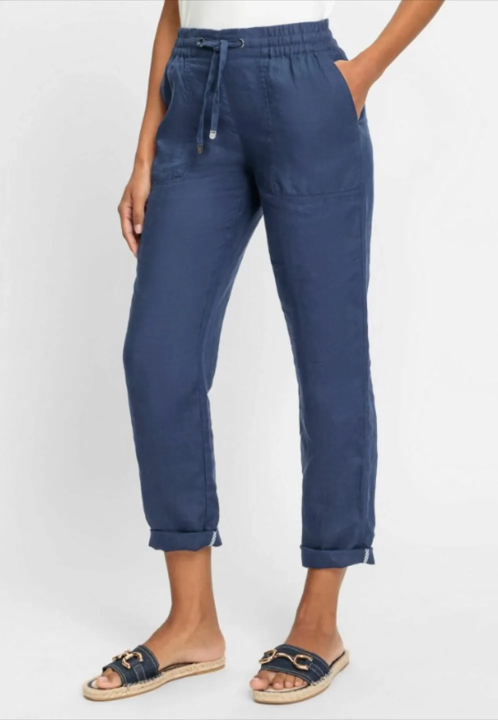 Olsen Lisa Linen Pants - Ocean thumbnail