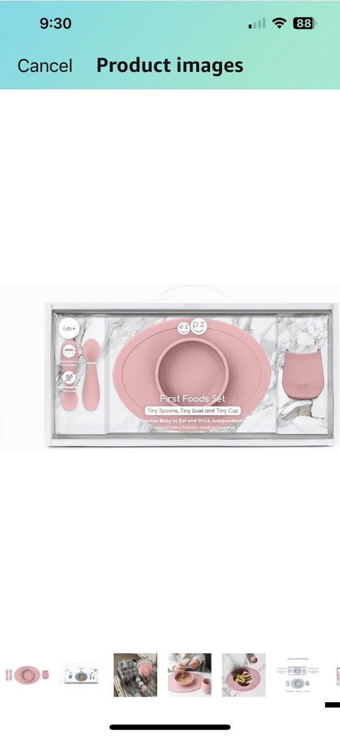 BNIB ezpz First Foods Set - Tiny Spoons, Bowl & Cup thumbnail