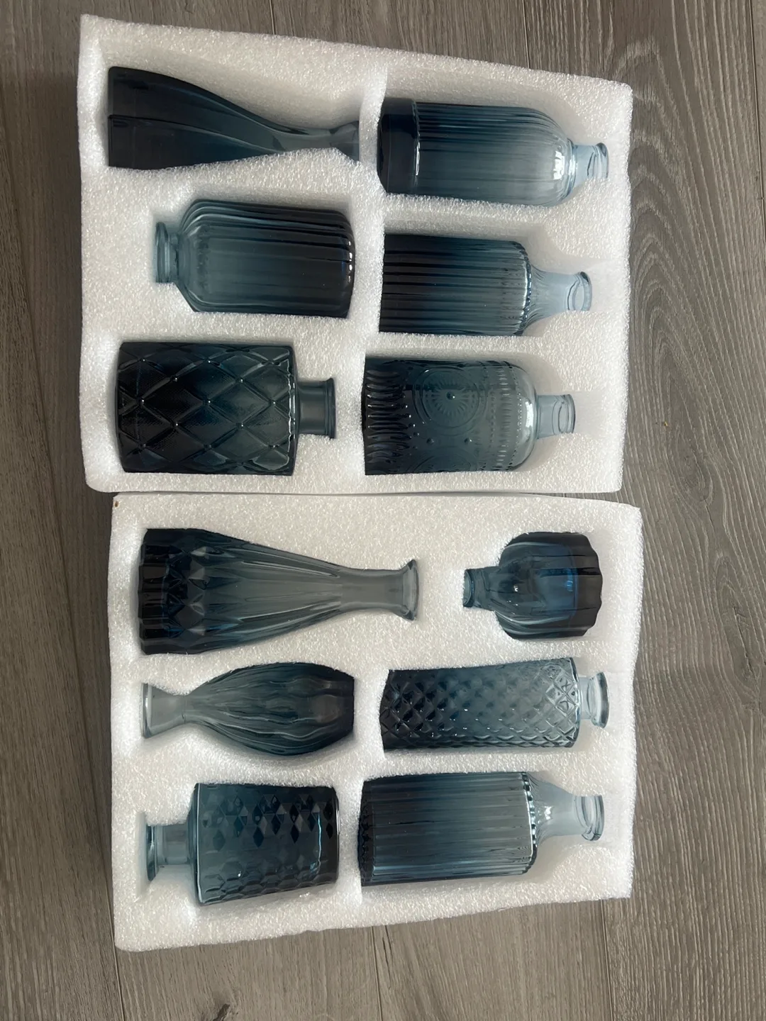 Set of 10 Decorative Blue Glass Vases thumbnail