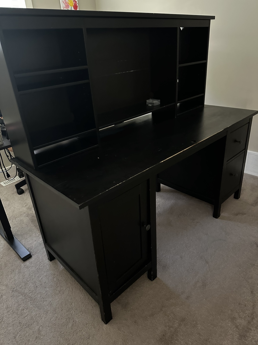 Black Wood Desk with Hutch - photo 2