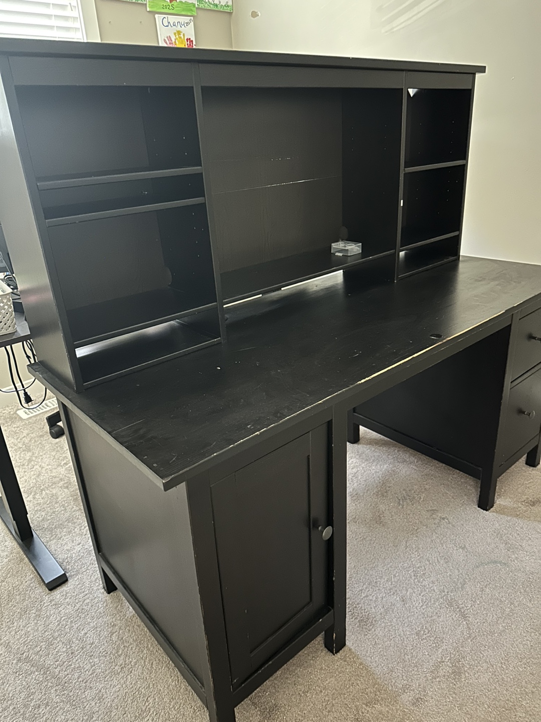 Black Wood Desk with Hutch