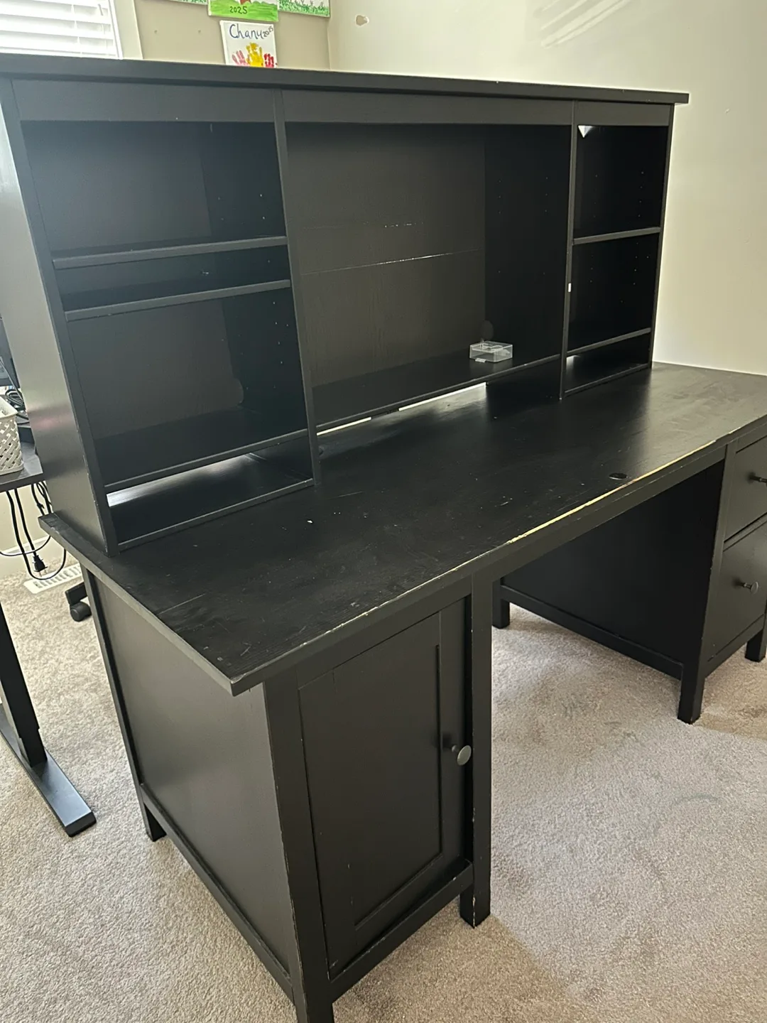 Black Wood Desk with Hutch