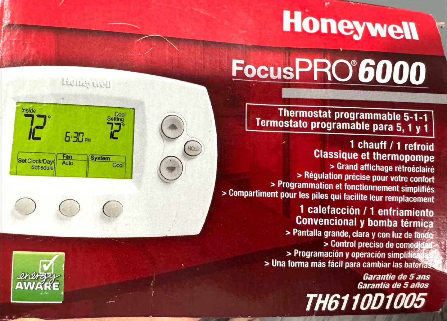 Honeywell FocusPRO TH6000 Programmable Thermostat thumbnail
