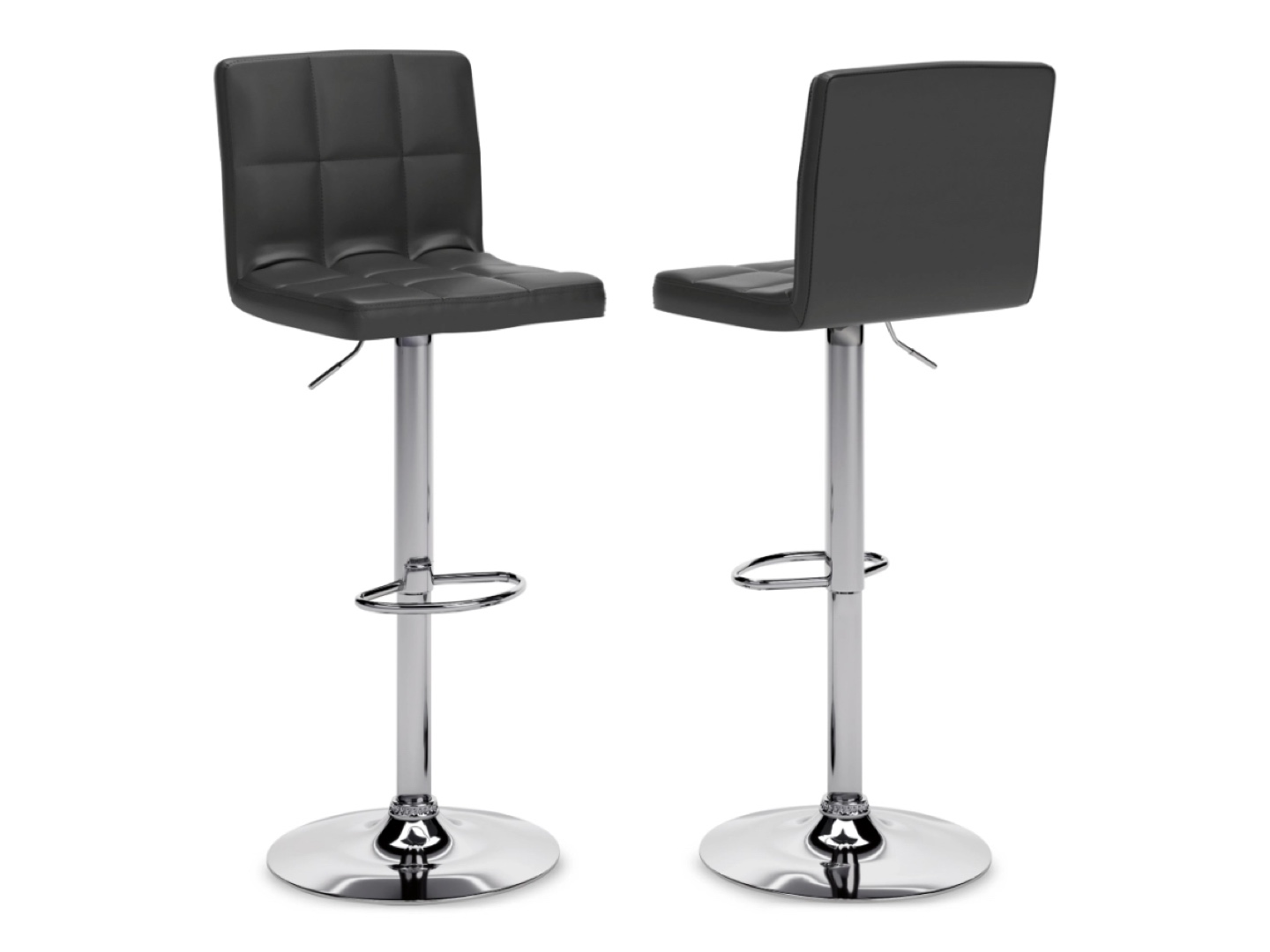 4 Adjustable Height Bar Stools - Black