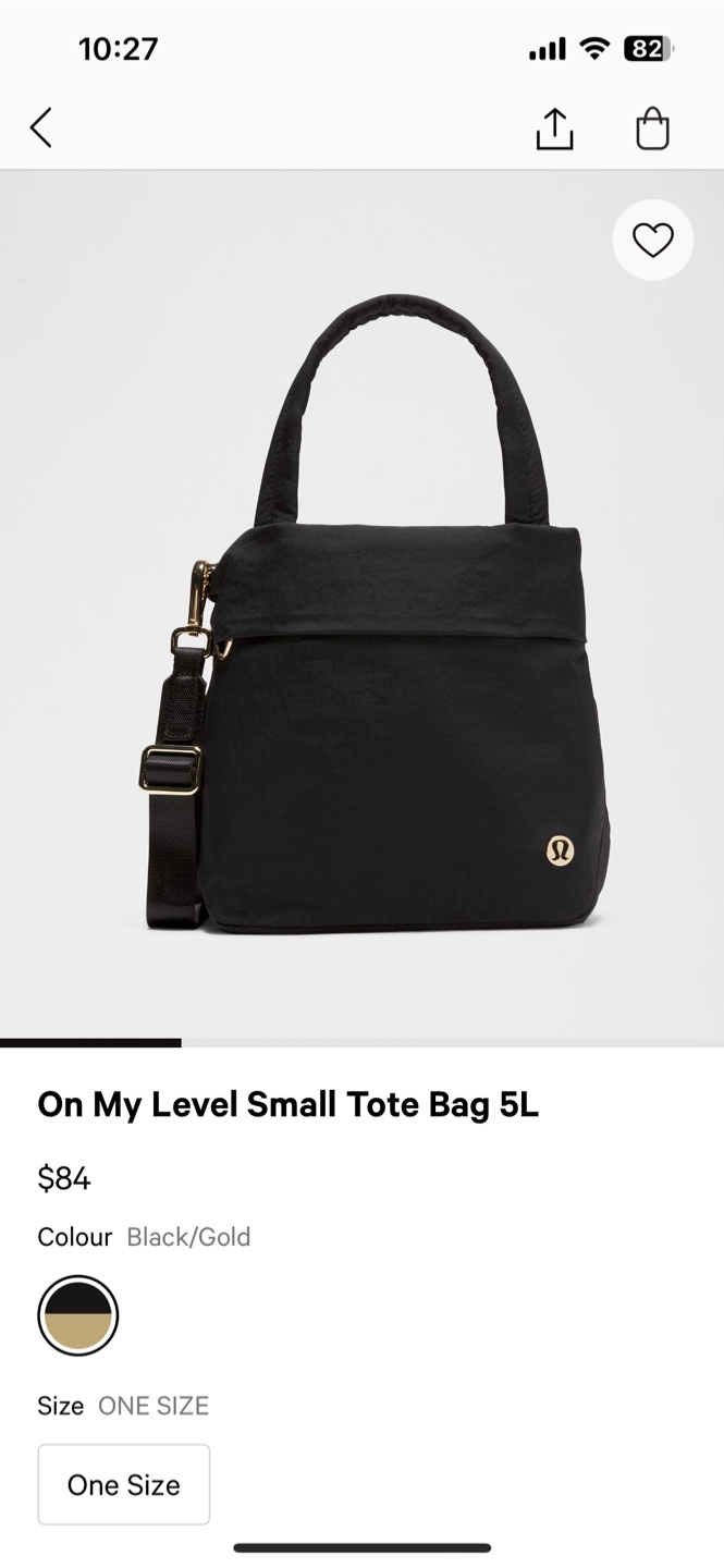 Lululemon On My Level Small Tote Bag 5L - Black/Gold